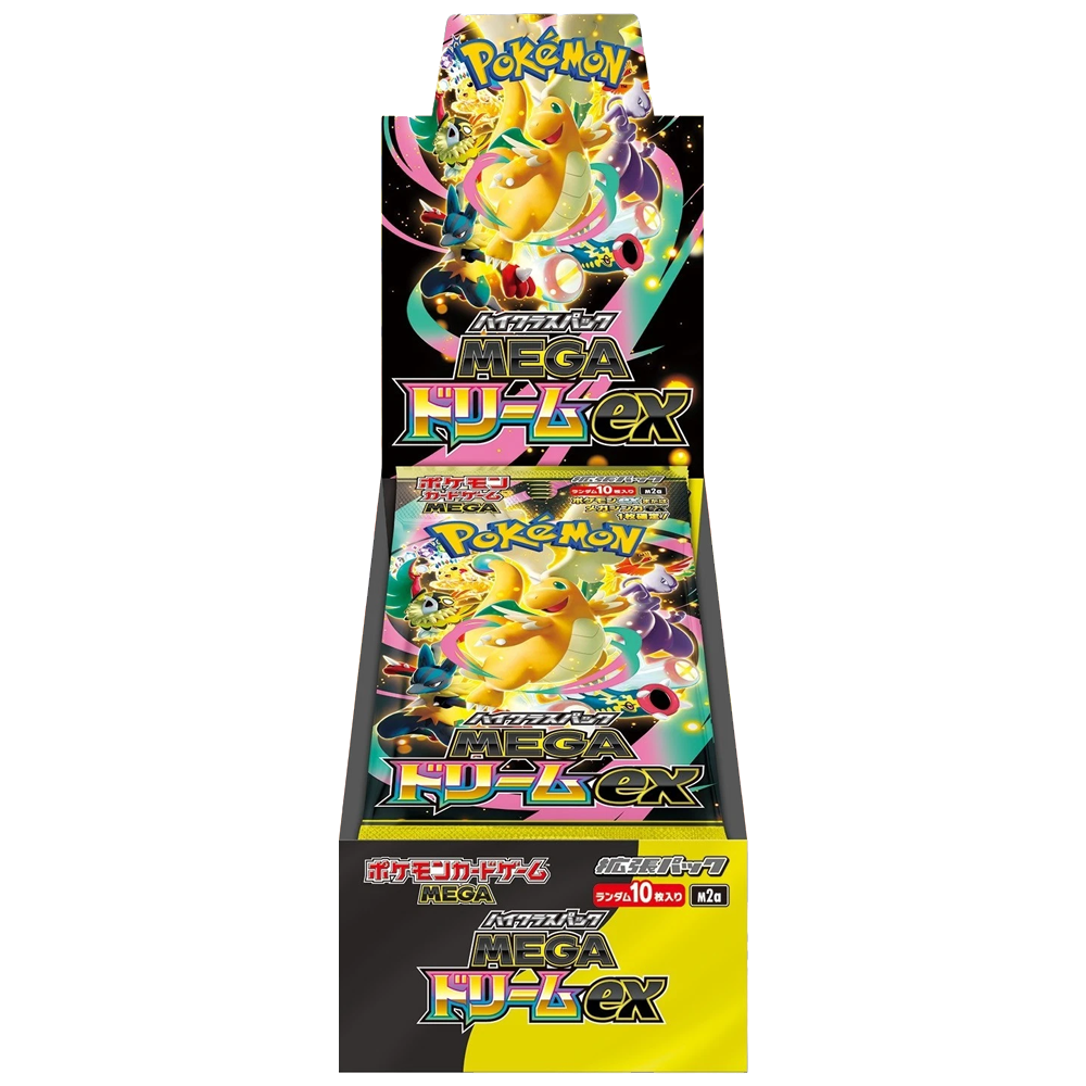 Pokémon Japanese Mega Dream EX Booster Box featuring Mega Evolution Pokémon with high-class packs and guaranteed rare cards