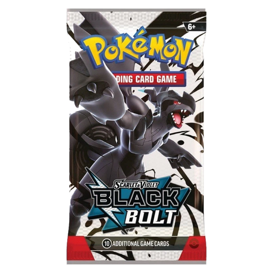 Pokémon Scarlet & Violet Black Bolt booster pack featuring Zekrom ex and Snivy evolution cards