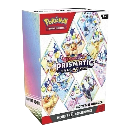 Pokemon Prismatic Evolutions Booster Bundle with 6 sealed booster packs and rare cards