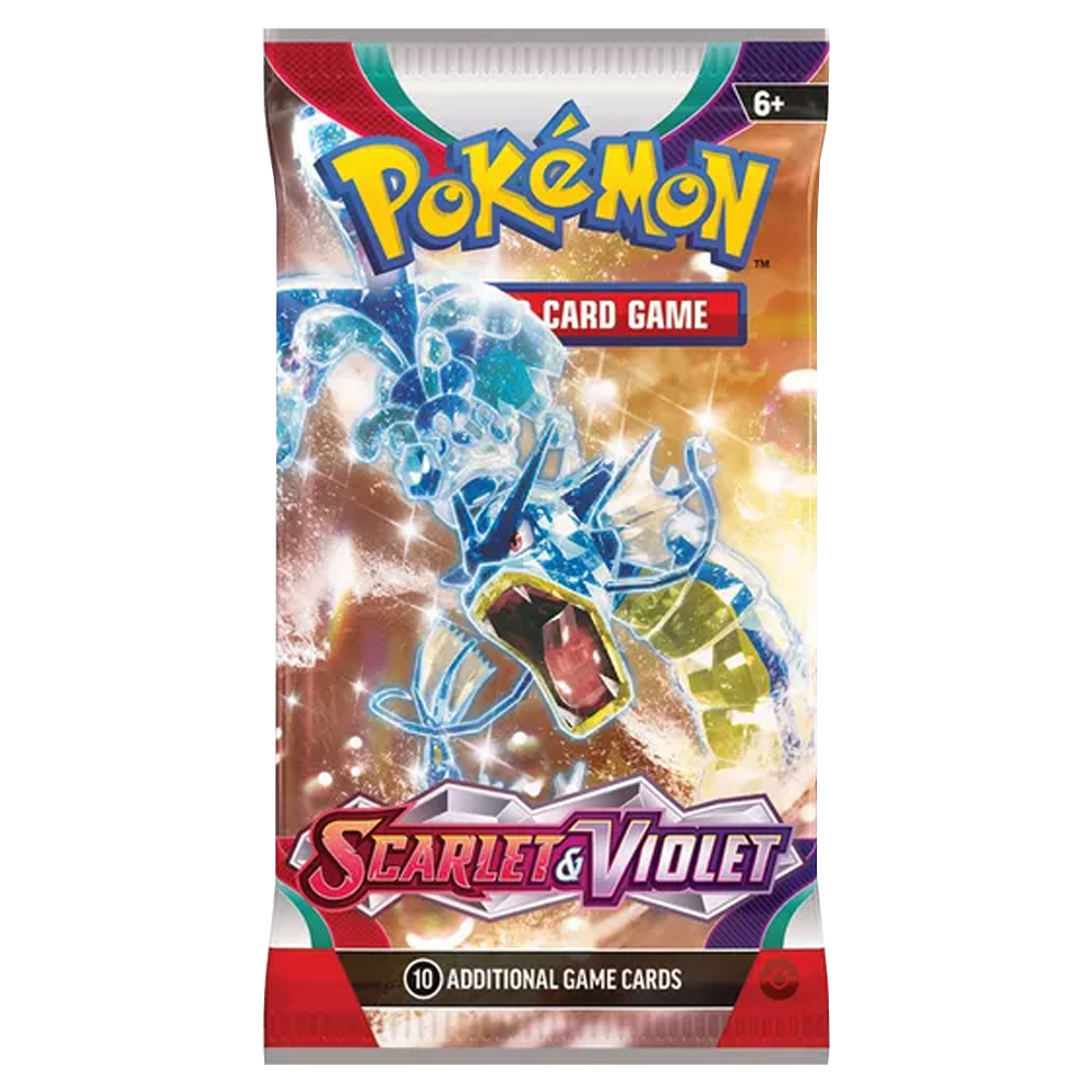 Pokémon Scarlet & Violet TCG booster pack featuring Paldea region Pokémon ex and foil cards